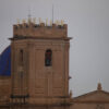 La Torre Campanario de la Basílica de Santa María ya luce sus palmas blancas