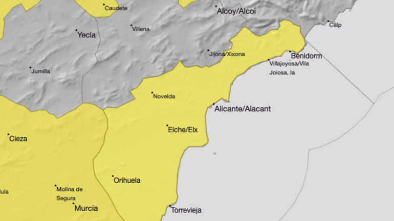 Nivel amarillo por altas temperaturas durante toda la tarde, desde las 13:00 hasta las 21:00 horas