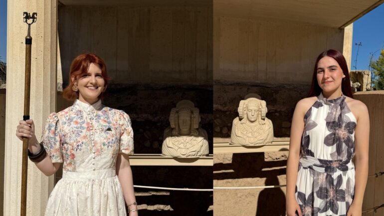 Cargos de Pobladores de Elche: Nati Rubiño, Dama de Heliké, y Tatiana Maciá, Abanderada