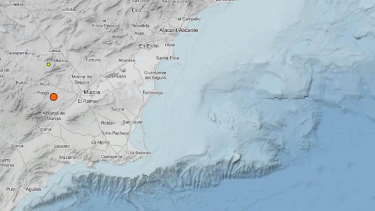 Un terremoto de 3,9 grados en Pliego (Murcia) se deja sentir en Elche, Santa Pola y Crevillent