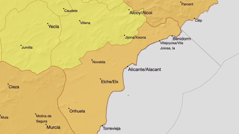 Nivel naranja por lluvias este viernes: Elche mantiene las clases, Santa Pola suspende colegios e institutos y Crevillent el mercadillo
